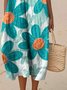 Femmes Floral Vert Col Rond Confortable Robe Maxi Décontracté