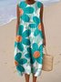 Femmes Floral Vert Col Rond Confortable Robe Maxi Décontracté