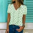 T-shirts Femmes Décontracté Floral Été Col V Micro-élasticité Coupe Régulière Manches Courtes Trapèze Régulier