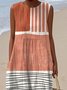 Femmes Bloc de Couleur Rouge Col Rond Confortable Robe Maxi Décontracté