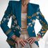Micro-élasticité Manches Longues Devant Ouvert Régulier Géométrique Blazer Imprimé pour Femmes