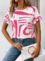 T-shirts Décontracté Abstrait Été Imprimé Micro-élasticité Quotidien Ample Jersey Col Rond pour Femmes