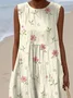 Femmes Floral Beige Col Rond Confortable Robe Maxi Décontracté