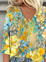 Blouses Simple Floral Printemps / Automne Polyester Quotidien Manches trois quarts Droit Régulier Non pour Femmes