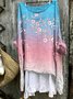 Chemises Décontracté Drapeau des États-Unis Printemps / Automne Coton Micro-élasticité Col Rond Régulier Trapèze Régulier pour Femmes