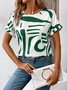 T-shirts Décontracté Abstrait Été Imprimé Micro-élasticité Quotidien Ample Jersey Col Rond pour Femmes