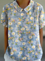 Blouses Élégant Floral Été Coton Quotidien Demi Manche Régulier Droit Régulier pour Femmes
