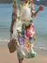 Femmes Floral Comme Image Col Rond Confortable Robe Maxi Décontracté