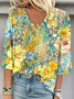 Blouses Simple Floral Printemps / Automne Polyester Quotidien Manches trois quarts Droit Régulier Non pour Femmes
