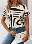 T-shirts Décontracté Abstrait Été Imprimé Micro-élasticité Quotidien Ample Jersey Col Rond pour Femmes