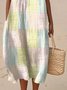 Femmes Bloc de Couleur Beige Col Rond Confortable Robe Maxi Décontracté
