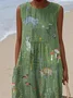 Femmes La peinture Vert Col Rond Confortable Robe Maxi Décontracté