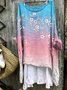 Chemises Décontracté Drapeau des États-Unis Printemps / Automne Coton Micro-élasticité Col Rond Régulier Trapèze Régulier pour Femmes