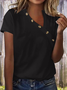 T-shirts Sexy Plain Été Polyester Faire la navette Manches Courtes Droit Boucle Régulier pour Femmes
