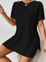 Deux Pièces Ensembles Simple Plain Été Naturel Quotidien Col Rond Top Avec Pantalons Droit Régulier pour Femmes