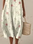Femmes Floral Beige Col Rond Confortable Robe Maxi Décontracté