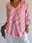 T-shirts Femmes Pois Polka Simple Printemps / Automne Polyester Col V Micro-élasticité Quotidien Manches trois quarts Ligne T