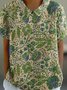 Blouses Femmes Floral Simple Été Coton Micro-élasticité Faire la navette Manches Courtes Col Châle Régulier
