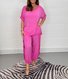 Deux Pièces Ensembles Femmes Urbain Plain Été Naturel Micro-élasticité Sortie Ample Demi Manche Top Avec Pantalons