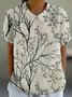 Blouses Femmes Floral Simple Été Coton Micro-élasticité Faire la navette Manches Courtes Col Châle Régulier