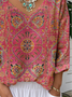 T-shirts Femmes Décontracté Plaid Printemps / Automne Col V Léger Quotidien Jersey Manches Longues Droit