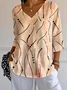 T-shirts Femmes Pois Polka Simple Printemps / Automne Polyester Col V Micro-élasticité Quotidien Manches trois quarts Ligne T