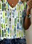T-shirts Femmes Géométrique Décontracté Été Col V Quotidien Manches Courtes Régulier Ligne T Régulier