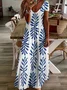 Femmes Floral Blanc Col V Confortable Imprimé Robe Maxi Décontracté