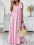 Femmes Plain Rose Col Carré Confortable Robe Maxi Décontracté