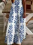 Femmes Floral Blanc Col V Confortable Imprimé Robe Maxi Décontracté
