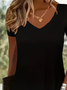 Femmes Plain Noir Col V Confortable Robe Mi-Longue Décontracté
