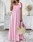 Femmes Plain Rose Col Carré Confortable Robe Maxi Décontracté
