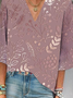 Blouses Élégant Floral Été Coton Aucune élasticité Quotidien Demi Manche Col Châle Régulier pour Femmes