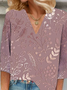 Blouses Élégant Floral Été Coton Aucune élasticité Quotidien Demi Manche Col Châle Régulier pour Femmes
