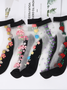 Chaussettes Rétro Bloc de Couleur Toutes Les Saisons Polyester Imprimé Absorber l'Humidité et Évacuer la Sueur Domestique Chaussettes sur le mollet Régulier pour Femmes