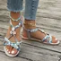 Sandales Espadrilles Femmes Boho Floral Été Polyester Vacances Toit ouvert Sandales Espadrilles Matériel de tissage à Enfiler