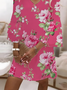 Femmes Floral Rose Col V Confortable Imprimé Robe Maxi Décontracté