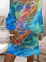 Femmes Abstrait Bleu Col V Confortable Imprimé Robe Maxi Décontracté