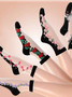 Chaussettes Rétro Bloc de Couleur Toutes Les Saisons Polyester Imprimé Absorber l'Humidité et Évacuer la Sueur Domestique Chaussettes sur le mollet Régulier pour Femmes