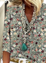Blouses Décontracté Floral Printemps / Automne Aucune élasticité Ample Manches trois quarts Droit Régulier Non pour Femmes