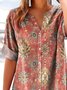 Chemises Femmes Rétro Floral Été Coton Quotidien Coupe Régulière Manches Courtes Droit Régulier