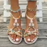 Sandales Espadrilles Femmes Boho Floral Été Polyester Vacances Toit ouvert Sandales Espadrilles Matériel de tissage à Enfiler