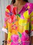 Blouses Femmes Élégant Floral Printemps / Automne Aucune élasticité Manches trois quarts Col Châle Régulier Droit Régulier