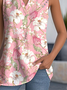 Top Débardeur Tops Simple Floral Été Col V Micro-élasticité Faire la navette Sans Manches Droit Régulier pour Femmes