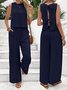 Deux Pièces Ensembles Femmes Urbain Plain Été Polyester Naturel Micro-élasticité Quotidien Coupe Régulière Régulier