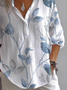 Chemises Femmes Décontracté Floral Printemps / Automne Polyester Boucle Aucune élasticité Ample Droit Col de Chemise