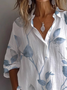 Chemises Femmes Décontracté Floral Printemps / Automne Polyester Boucle Aucune élasticité Ample Droit Col de Chemise