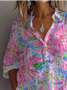 Chemises Décontracté Floral Printemps / Automne Aucune élasticité Quotidien Ample Droit Régulier Col de Chemise pour Femmes