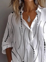 Chemises Rayé Décontracté Printemps / Automne Polyester Aucune élasticité Ample Droit Régulier Col de Chemise pour Femmes