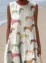 Femmes La peinture Abricot Col Rond Confortable Robe Maxi Décontracté